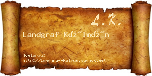 Landgraf Kálmán névjegykártya